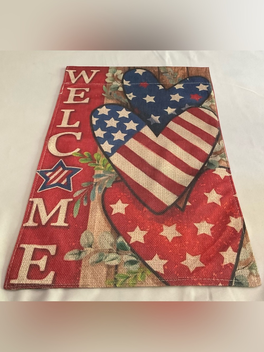Patriotic Flag Heart Garden Flag - Red, Blue, White